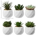 thumbnail image 2 of MyGift Modern Mini White Geometric Ceramic Pots with Artificial Succulents, 6 Piece, 2 of 6