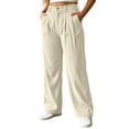 thumbnail image 2 of JOANKDMI Corduroy Wide Leg Pants for Women High Waisted Pleated Trousers with Pockets Vintage Loose Fit Casual Fall Slacks Dress Pants for Work Office Everyday Wear, 2 of 7