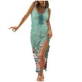 thumbnail image 1 of QIPOPIQ Women's High Split Sleeveless Square Neck Gradient Bodycon Long Tank Dress Thigh Drawstring Split Midi Dress, 1 of 5