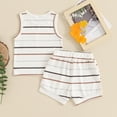 thumbnail image 3 of Bagilaanoe 2pcs Toddler Baby Boy Shorts Set Sleeveless Striped Print Tank Tops + Shorts 6M 12M 18M 24M 3T Kids Casual Summer Clothes, 3 of 8