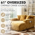 thumbnail image 3 of Homefun 61'' Oversized Chenille Chaise Lounge Chair,No Assembly Indoor Reading Sofa with 3 Pillows for Living Room Bedroom,Yellow, 3 of 8