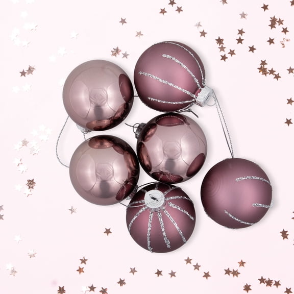 Northlight Shiny and Matte Christmas Glass Ball Ornaments - 2.25" (55mm) - Pink - 24ct
