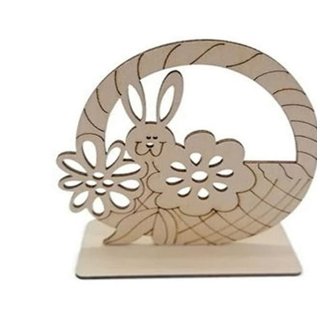 Xihbxyly Adornos de Conejito de Pascua de Madera, Manualidades para Pintar, Madera Ecológica, 8 Diseños Únicos, Decoración de Mesa, Decoración Navideña, 11 X 10 X 4,5 Cm, Juego de 8 Piezas
