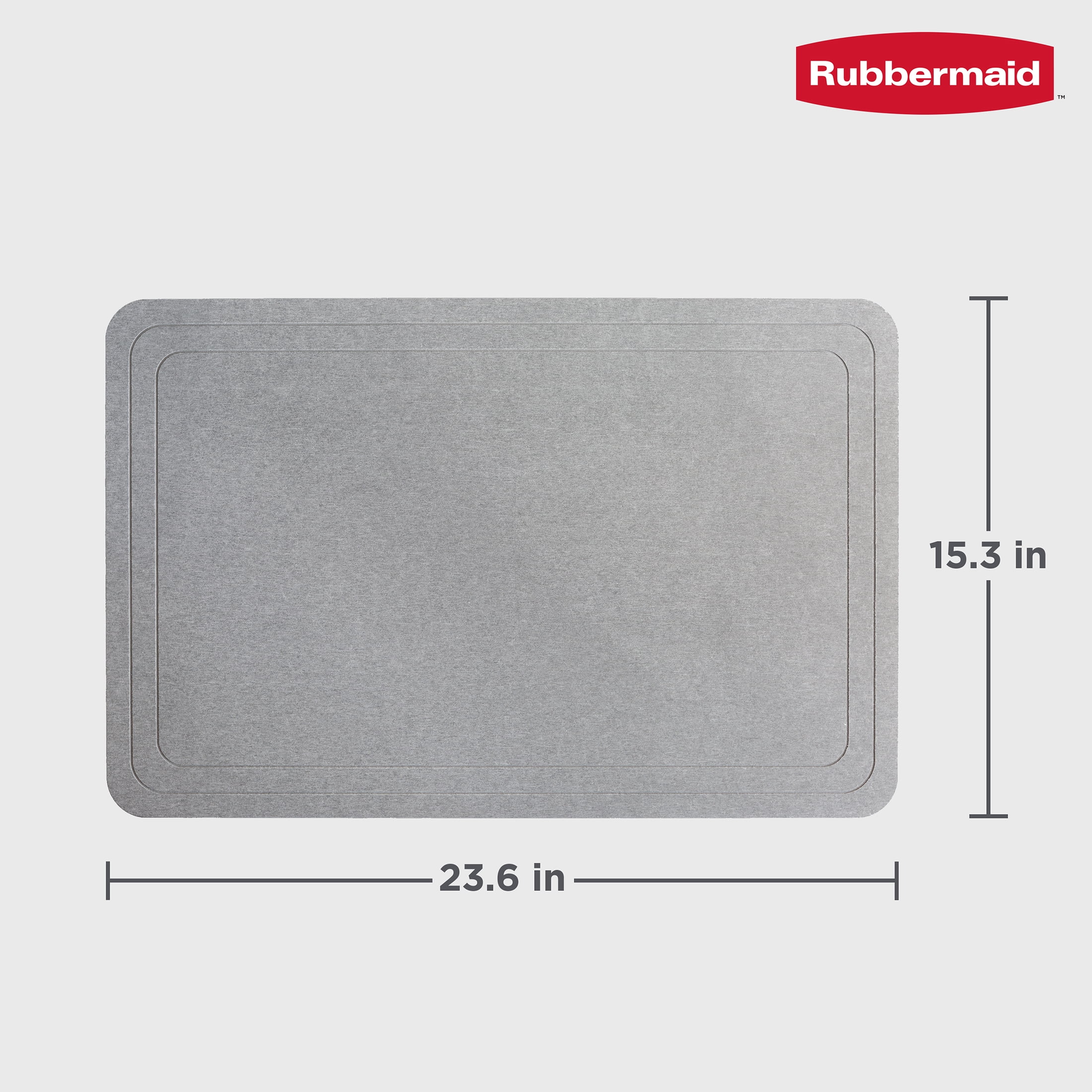 Rubbermaid Gray Stone Bath Mat, Diatomaceous Earth Shower Mat, Non-Slip, Absorbent, Quick Drying, for Bathroom Floor, 23.6" x 15.3"