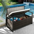 thumbnail image 3 of Dextrus 70 Gallon Outdoor PE Rattan Storage Bench Deck Box With Cushions ,Seat Box for Patio Furniture - Brown, 3 of 8