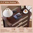 thumbnail image 3 of 2 Pcs Leyaoyao 3-Drawer Storage Nightstand with Charging Station, 31.5" Wide Rattan Bedside Table, Boho Storage Cabinet with Shelf for Bedroom, Living Room, Walnut, 3 of 7