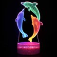 thumbnail image 1 of Luz nocturna LED 3D con forma de delfines que cambian de color para niños, 1 of 1