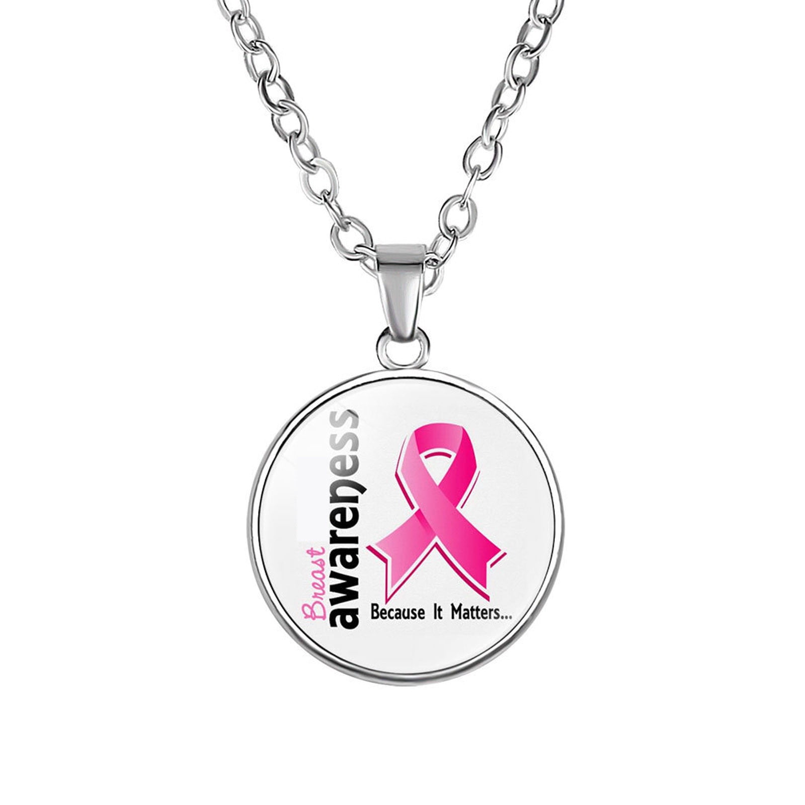 Taqqpue Necklaces for Women Teen Girls,Breast Cancer Gemstone Pendant Necklace Breast Cancer