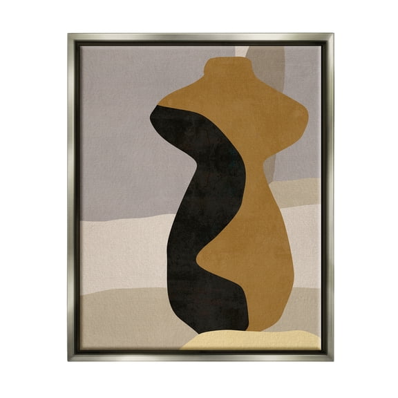 Stupell Industries Abstract Boho Vase Abstract Painting Gray Floater Framed Canvas Art Print Wall Art, 25 x 31