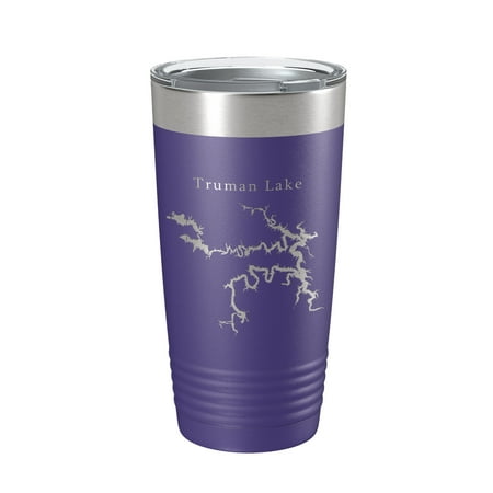 

Harry S. Truman Lake Map Tumbler Travel Mug Insulated Laser Engraved Coffee Cup Missouri 20 oz Purple