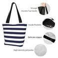 thumbnail image 4 of Kll Tote Bag For Women Navy Blue And White Stripes Print Shopping Grocery Reusable Bags For Office School Shopping Travel, 4 of 7