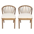 thumbnail image 3 of Christopher Knight Home Outdoor Wood Dining Chairs, Windsor Back and Cushion, Teak+Cream, Set of 2, 3 of 15
