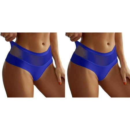Wijhcboe 2 Pack Women Dress Mesh Bow Embroidered Lace High Waist Lace Panties Transparent String Sexy Underwear Back Bandage Hollow Out Panties String Sex Briefs V Cut Panties for Women Sexy Bi
