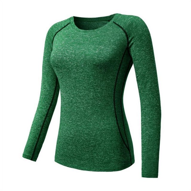 POINTERTECK Hauts de Compression pour Femmes Performance Athlétique Manches Longues Évacuation de l'Humidité Gym Yoga Course T-Shirt d'Entraînement