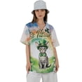 thumbnail image 4 of Happy St. Patrick’s Day Devon Rex with Green Hat Shamrocks Rainbow Hawaiian Shirt Breathable Summer Unisex Merch Cat Lover Kitten Owner Gifts - 03007, 4 of 6