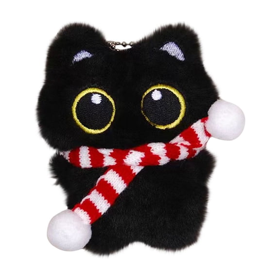 Cartoon Cat Bag Charm, Black Plush Gifts Mini Cartoon Kitten Backpack Decoration for Handbags Backpacks Purse Keychain Accessories Charm Cat Lover Gifts
