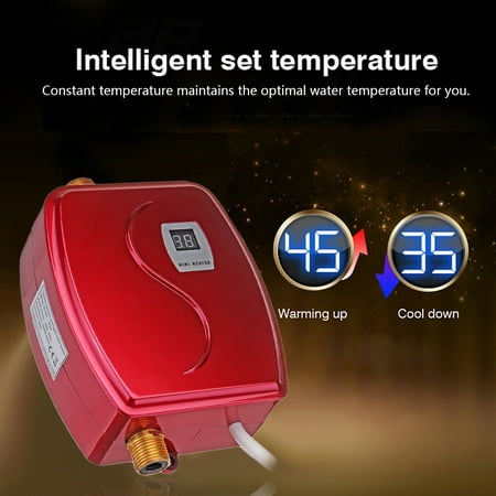 110V 3.8KW Instant Electric Tankless Water Heater Constant Temperature Safety Hot Water System Appliance for Kitchen Washing Faucet Bathroom Shower Heating Tool