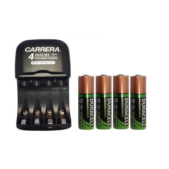 Chargeur de Voyage Intelligent AA / AAA NiMH avec Prise USB & 4 x Piles AA Duracell NiMH 2450 mAh