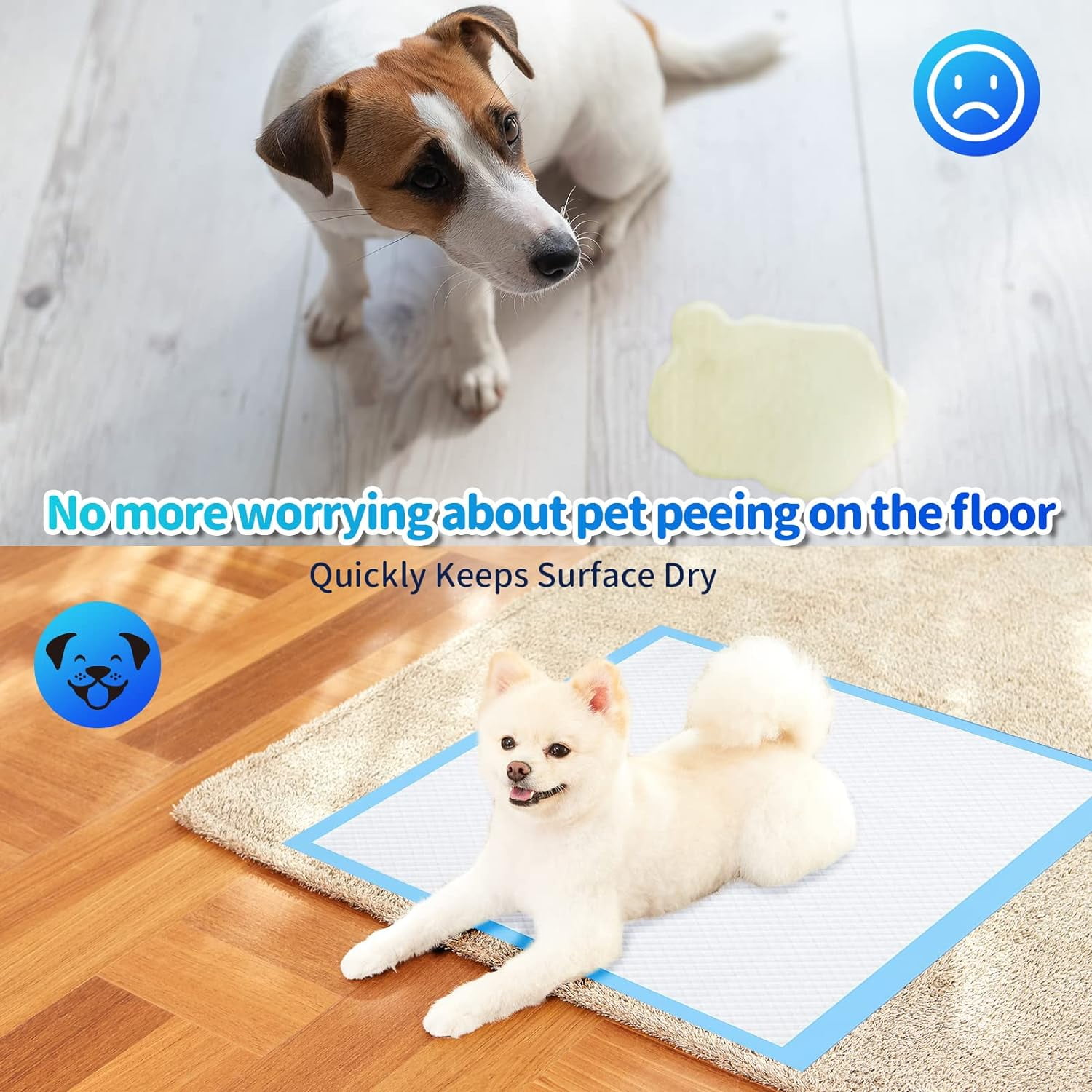 6 Layers Leak-Proof Super Absorbent Puppy Pads Pee Pads for Dogs, XXL Extra Large Thicken Polymer Quick Dry Dog Pads, Disposable Pet Training Pads for Dogs Cats Rabbit Parrots