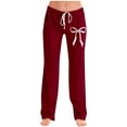thumbnail image 2 of Pincandy Women's Fashion Bow Print Elastic Waist Pants - Drawstring Detail for Daily Wear, 2 of 5