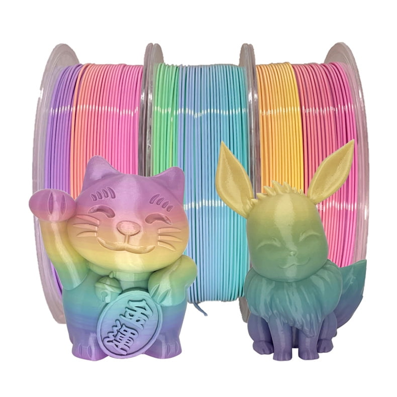 3D Printer PLA Filament Multicolor Silk Gradient Change 1.75mm Printing Material 1kg Spool for Most 3D Printer and 3D Pen