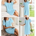 thumbnail image 5 of Avidlove Cotton Nightgowns for Women with Pocekts Short Sleeve House Dress Embroidered Neckline Night Gown Sleepwear Pleated Lounge Mumu Dress, 5 of 6