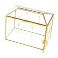 thumbnail image 2 of Caja de para tarjetas de boda, caja de almacenamiento multifuncional dorada para centro de mesa con ranura y cerradura, soporte para tarjetas, 2 of 8