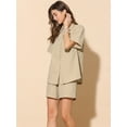 thumbnail image 4 of DARING DIVA 2 Pcs Women's Cotton Button Down Shirt Lounge Beach Short Sets XS Khaki, 4 of 6
