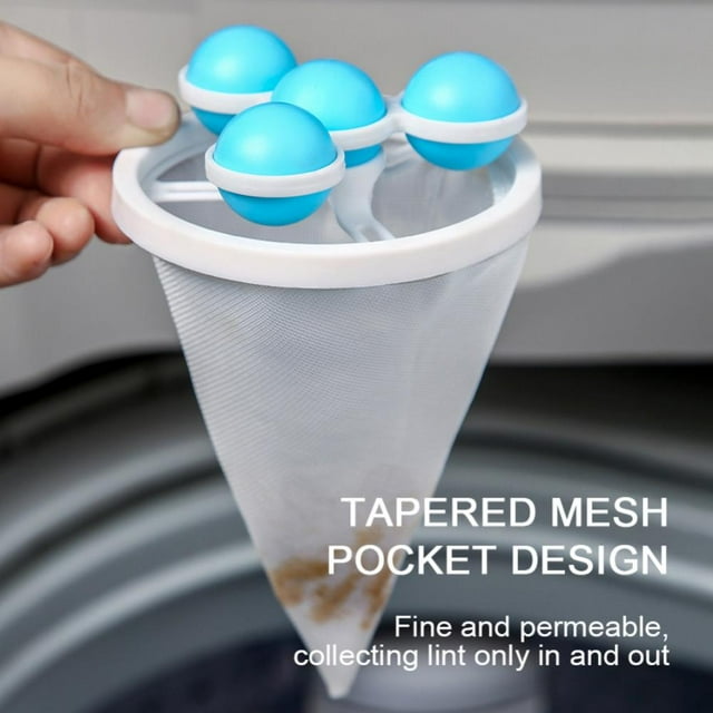 Attrape-peluches pour Lessive, Sac en Filet Flottant pour Machine à Laver, Enlève-Poils d'Animaux, Piège à Peluches