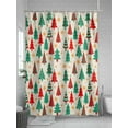 thumbnail image 5 of Christmas Trees Shower Curtain Set, Waterproof Shower Curtains for Bathroom, Beige Xmas Tree Star Winter Holiday Washable Fabric Cloth Bath Curtain for Bathtub Decoration with Hooks 72x78 Inches, 5 of 6