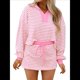 thumbnail image 3 of Conjunto de Dos Piezas A Rayas para Mujer, Sudadera Informal con Falda y Larga, Conjunto de Estar por Casa A Juego. Rosa M, 3 of 10