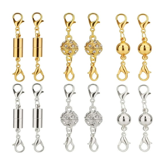 NQyIOS 12pcs Gold and Silver Lobster Clasp, 3 Styles Jewelry Extenders, Jewelry Clasps Locking Clasp Clasps Converter for DIY Necklace Bracelet Making