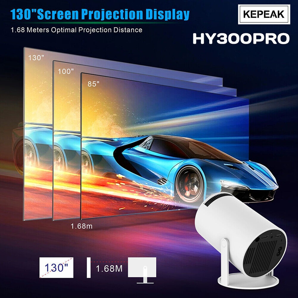 HY300 Mini Projector: 4K, 1080P, WiFi, Portable, Smart HY300 Mini Projector: 4K, 1080P, WiFi, Portable, Smart