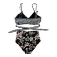thumbnail image 3 of WREESH Womens Two Piece Swimsuit Bikini Sets High Waisted Bikini Fashion Bikinis Sets Sleeveless Printed Bikini Set Swimsuit Push-Up Padded Swimsuit Beachwear Bathing Suit Black, 3 of 5
