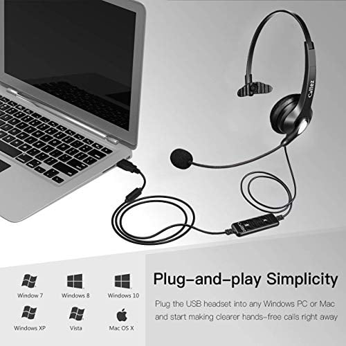 Clear Chat Ultra Comfort USB Headset with Microphone Noise Cancelling & Audio Controls