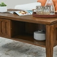 thumbnail image 5 of Mid Century Modern Fluted Coffee Table with Storage Sliding Door & Solid Wood Leg, Vintage Farmhouse Wood Center Table for Living Room Apartment Office, Accent Table, TV Stand, 5 of 9