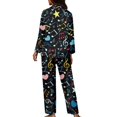thumbnail image 2 of Renewold Novelty Colorful Notes Hearts Pajama Pjs for Fall Spring Winter Warm Women Athletic Clothing Button Loungewear Size M Thermal Long Sleeve Shirt & Pants Set of 2, 2 of 6