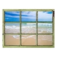 thumbnail image 2 of Window View Wall Mural - Tropical Beach and Clear Sea Waves - Vintage Style Wall Decor - Peel and Stick Adhesive Vinyl Material - 36x48 inches, 2 of 5