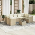 thumbnail image 1 of vidaXL 10 Piece Garden Sofa Set with Cushions Beige Poly Rattan, 1 of 5