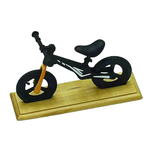 Bicicleta de juguete en miniatura de aleación, con soporte, juguetes de bicicleta para dedos, accesorios para casa de muñecas. Negro