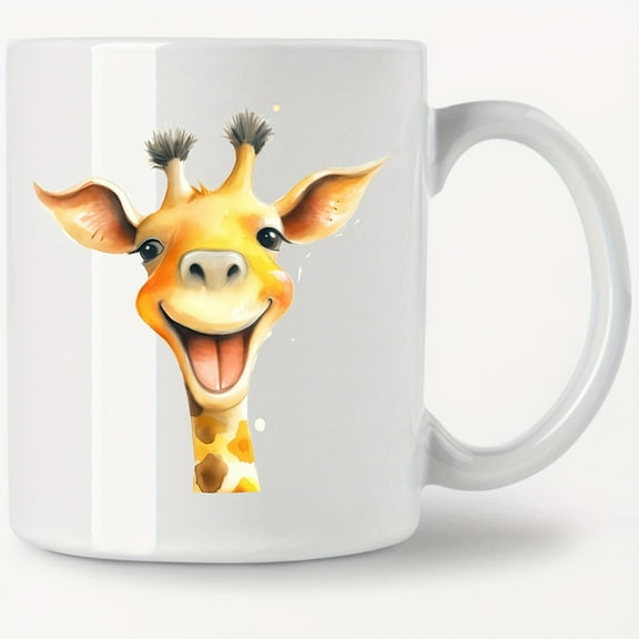 Ceramic Giraffe Coffee Mug 11oz, Dishwasher & Microwave Safe, Double-Sided Animal Print Cup for Home & Office, Ideal Gift for Coffee Enthusiasts, Family & Friends - 1pc