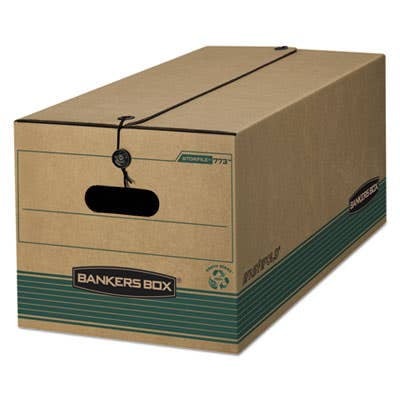 Bankers Box Medium-Duty FastFold® Letter Stackable File Storage Office Boxes Black & White, 12 Count