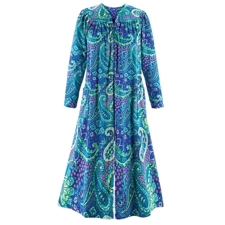 

Collections Etc Paisley Zip-Front Long-Sleeve Fleece Quilted Polyester Robe