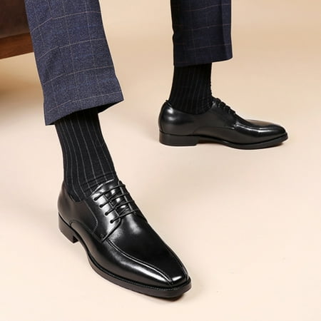 

Leather Shoes Mens Shoes Classic Business Leather Shoes Fashion Retro Casual Solid Color Lace Up Leather Shoes