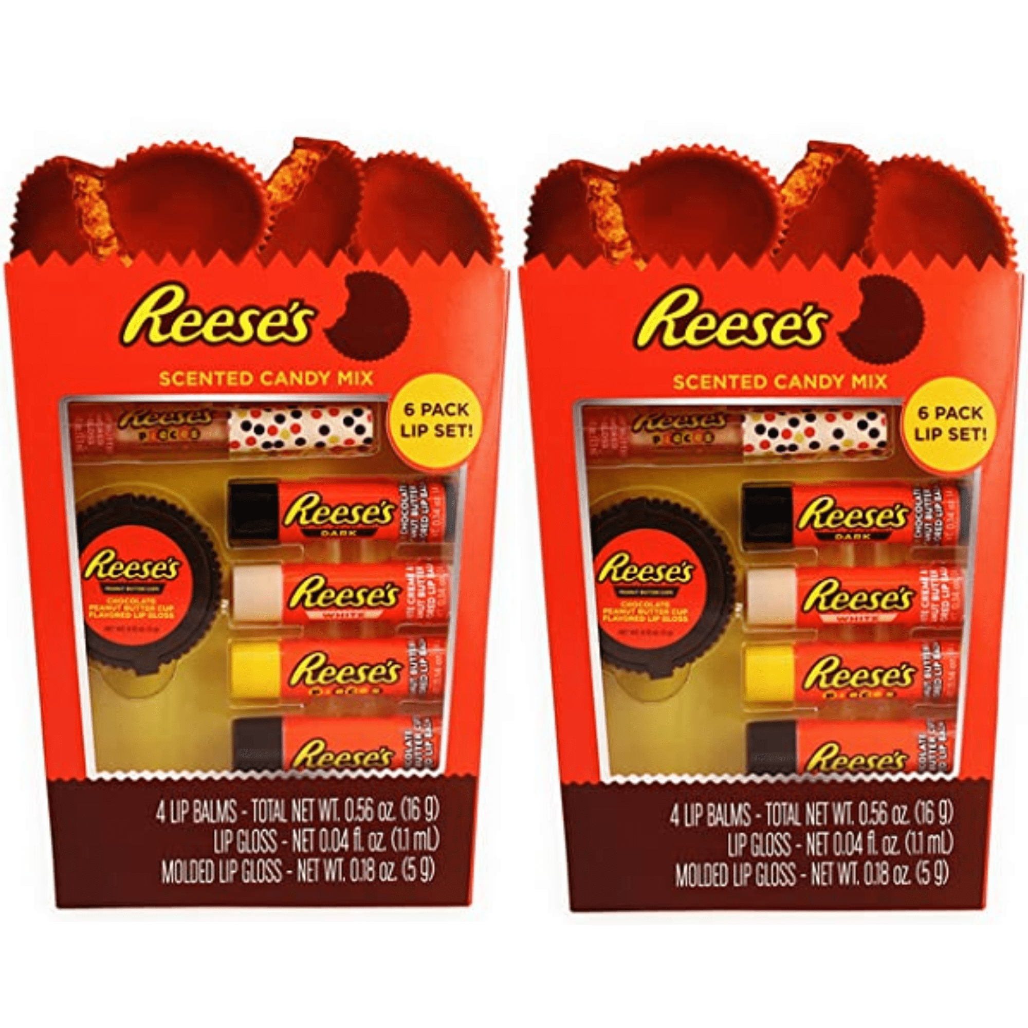Reese's Candy Mix 6 Piece Lip Balm and Gloss Set (2 Pack)