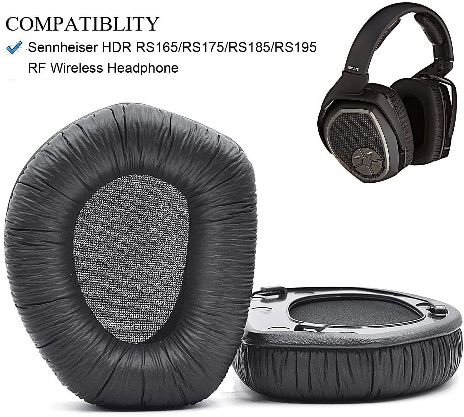 Velvet RS165 RS175 Ear Cushions Ear Pads Replacement Compatible with Sennheiser HDR 165 175 185 RS195 185 Wireless Headphone