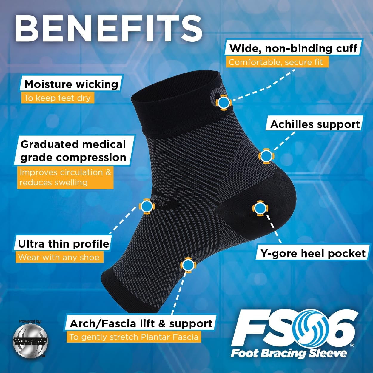Fs6 Compression Socks Compression Foot Sleeve For Tendonitis OS1st