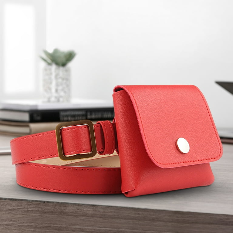 Black and red leather belt bag