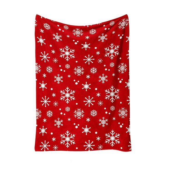 Deeceymbur Blanket Red Snowflake Print Soft Warm Plush Throw for Nap Sofa Bed Camping Festival Gift Cozy Home Decor