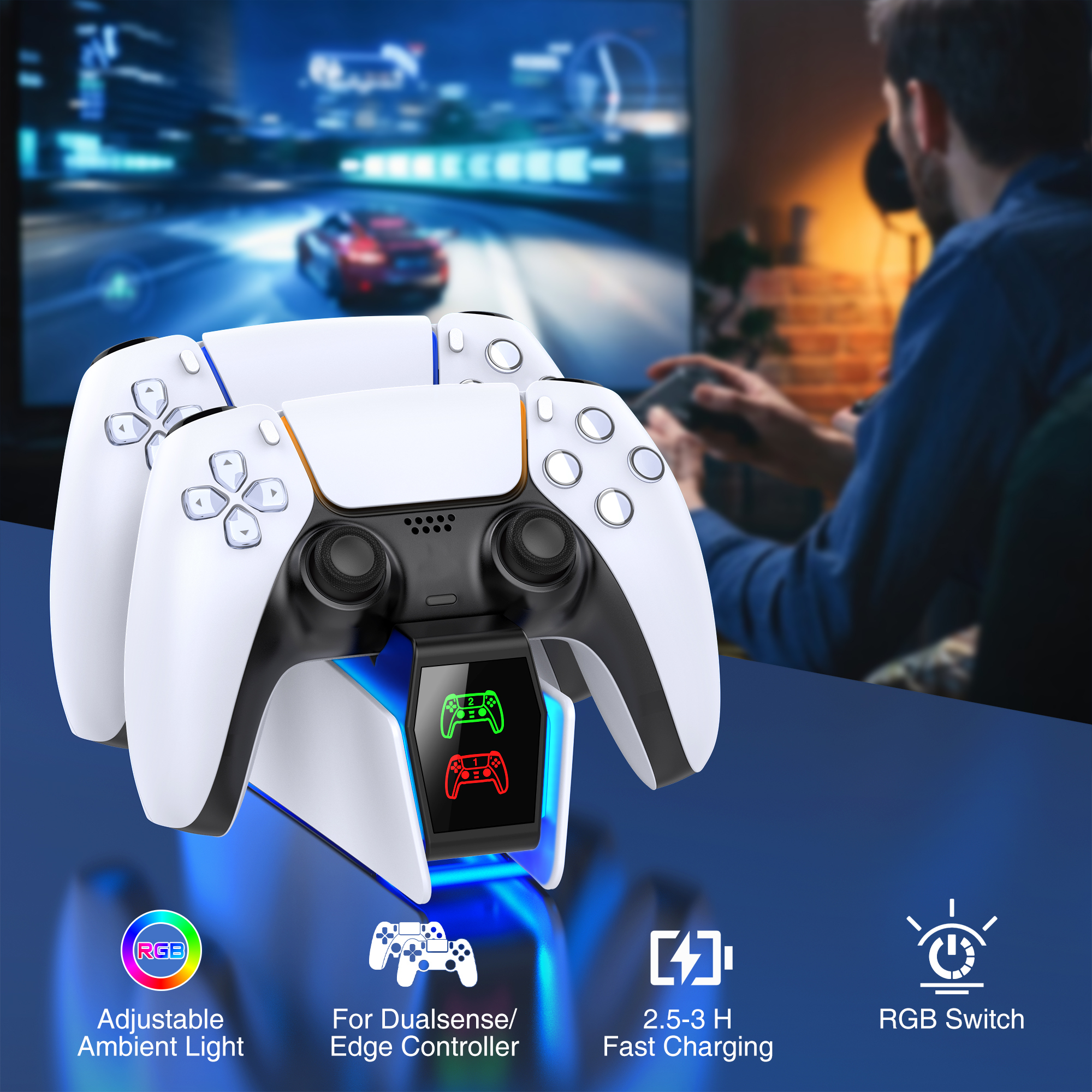 Esywen PS5 Controller Charging Dock Station with RGB Lights photo 7
